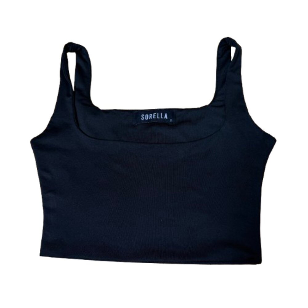Sorella Double Layer Crop Tank Top Size Small Black Bralette